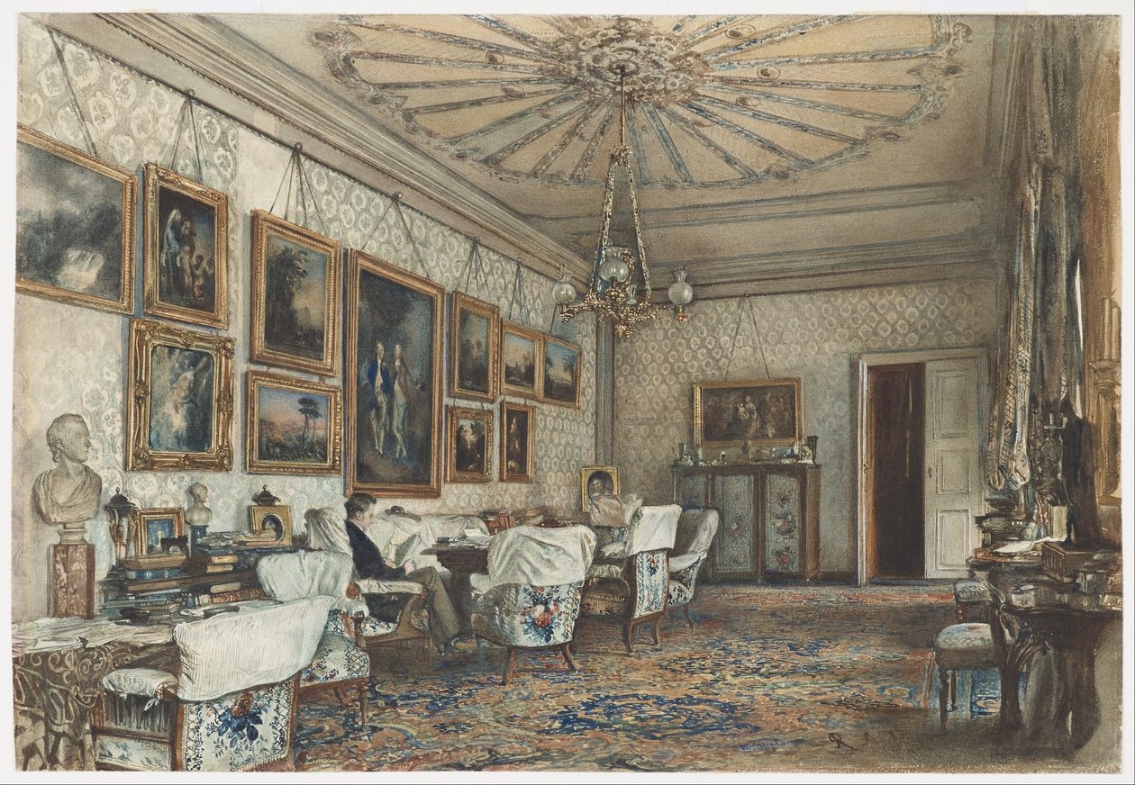 Salon in der Wohnung von Graf Lanckoronski in Wien von Rudolf von Alt