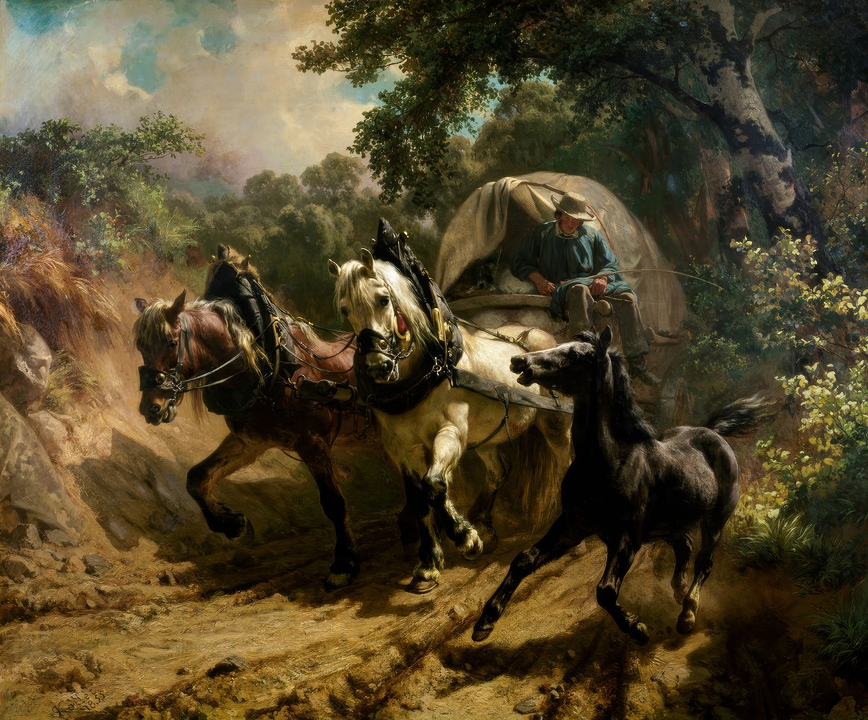 Botenwagen im Hohlweg von Rudolf Koller