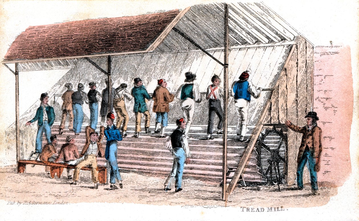 Laufband im Brixton-Gefängnis, London, 1827 von Rudolph Ackermann
