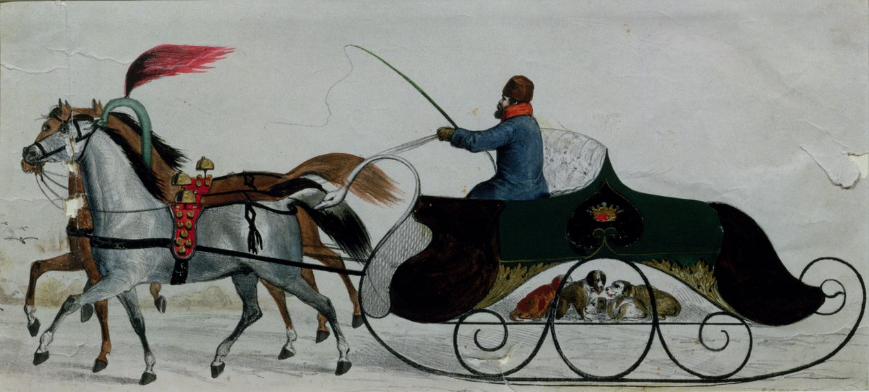 Pferdeschlitten (Detail) von Russian School