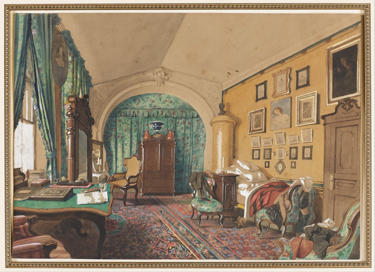 Innenraum eines Männerwohnzimmers von S. Tolstoi