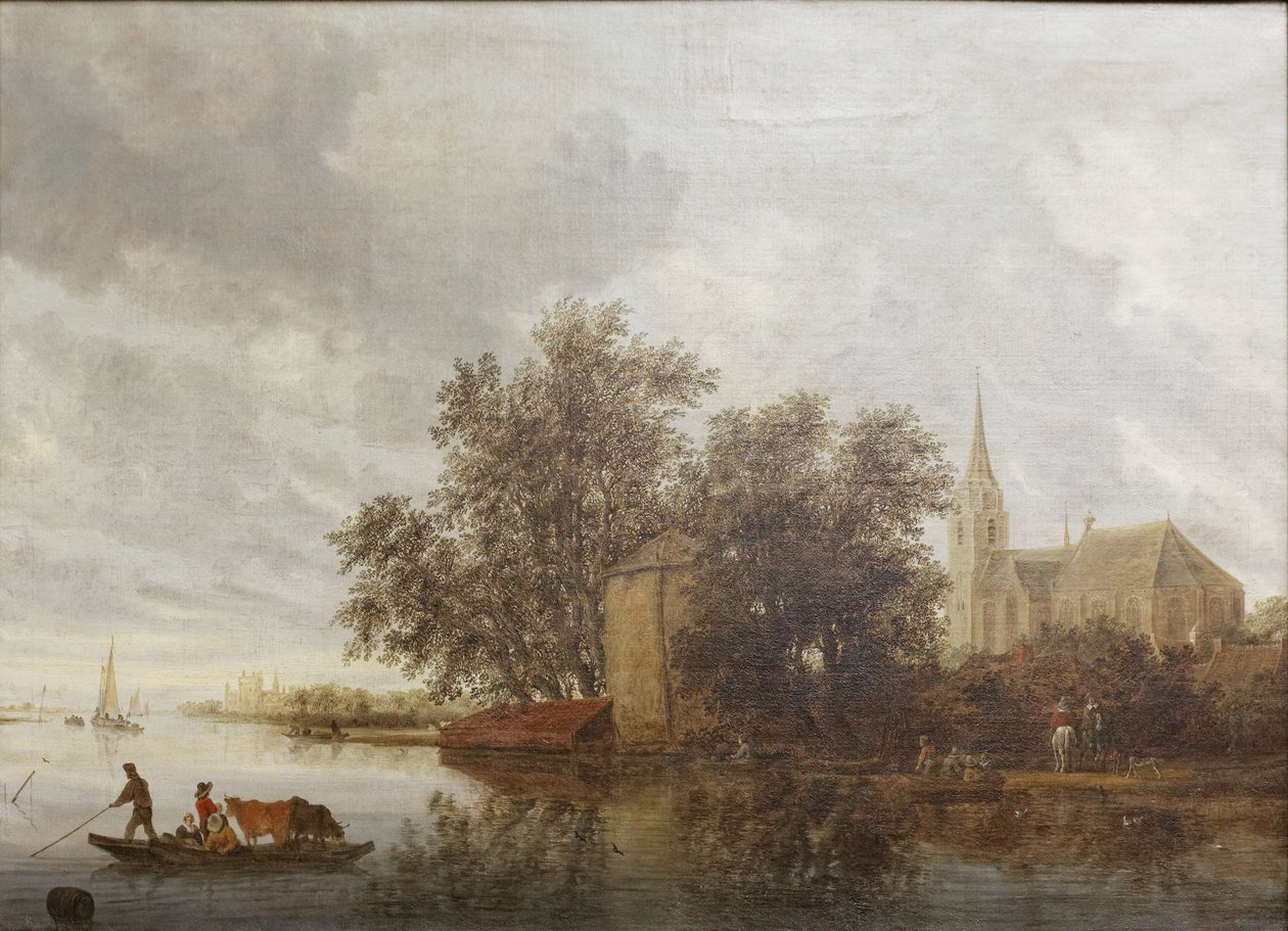 Flussufer mit einer Kirche von Salomon van Ruisdael or Ruysdael
