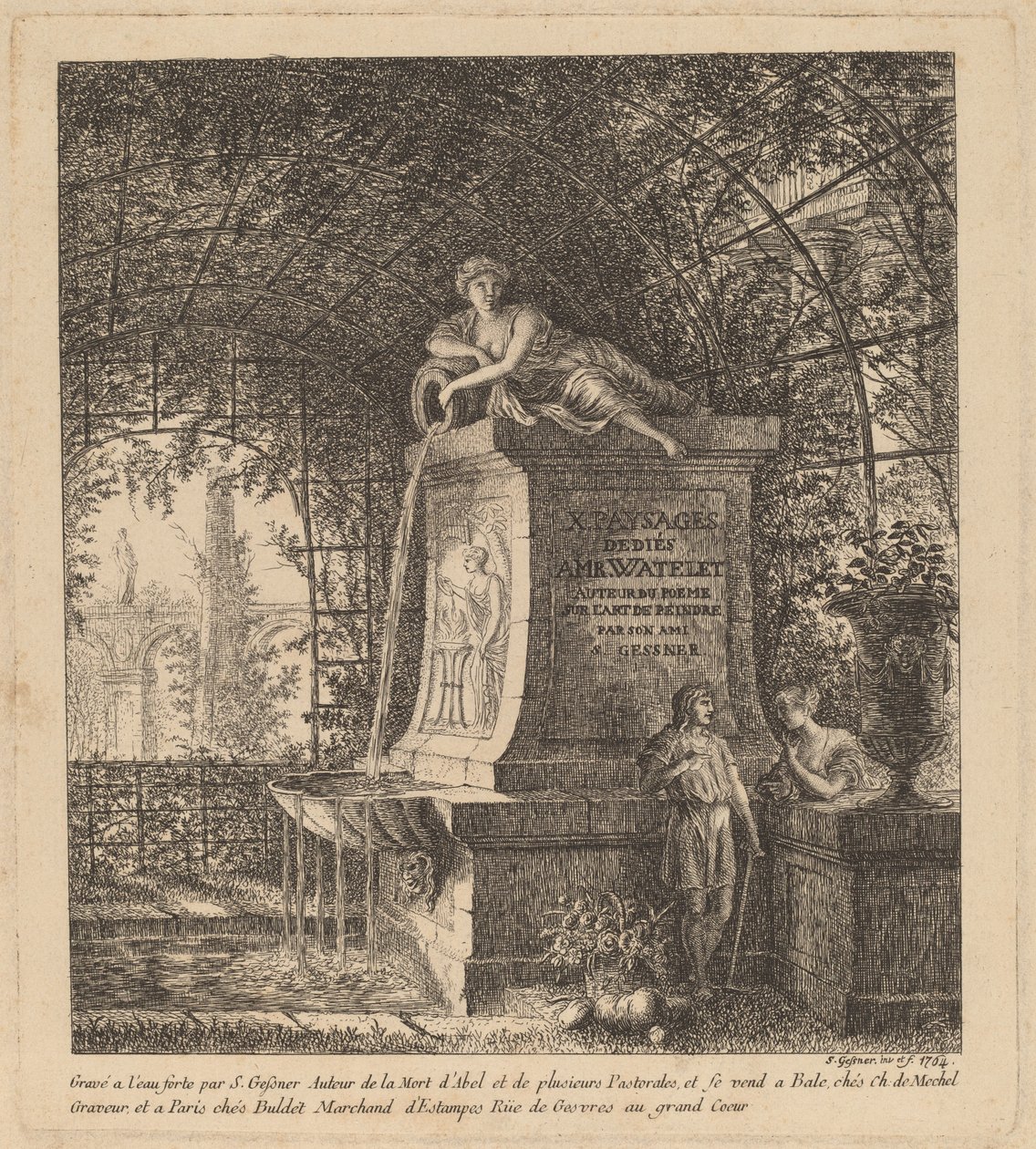 Brunnen in einem Gartenhaus, 1764 von Salomon Gessner