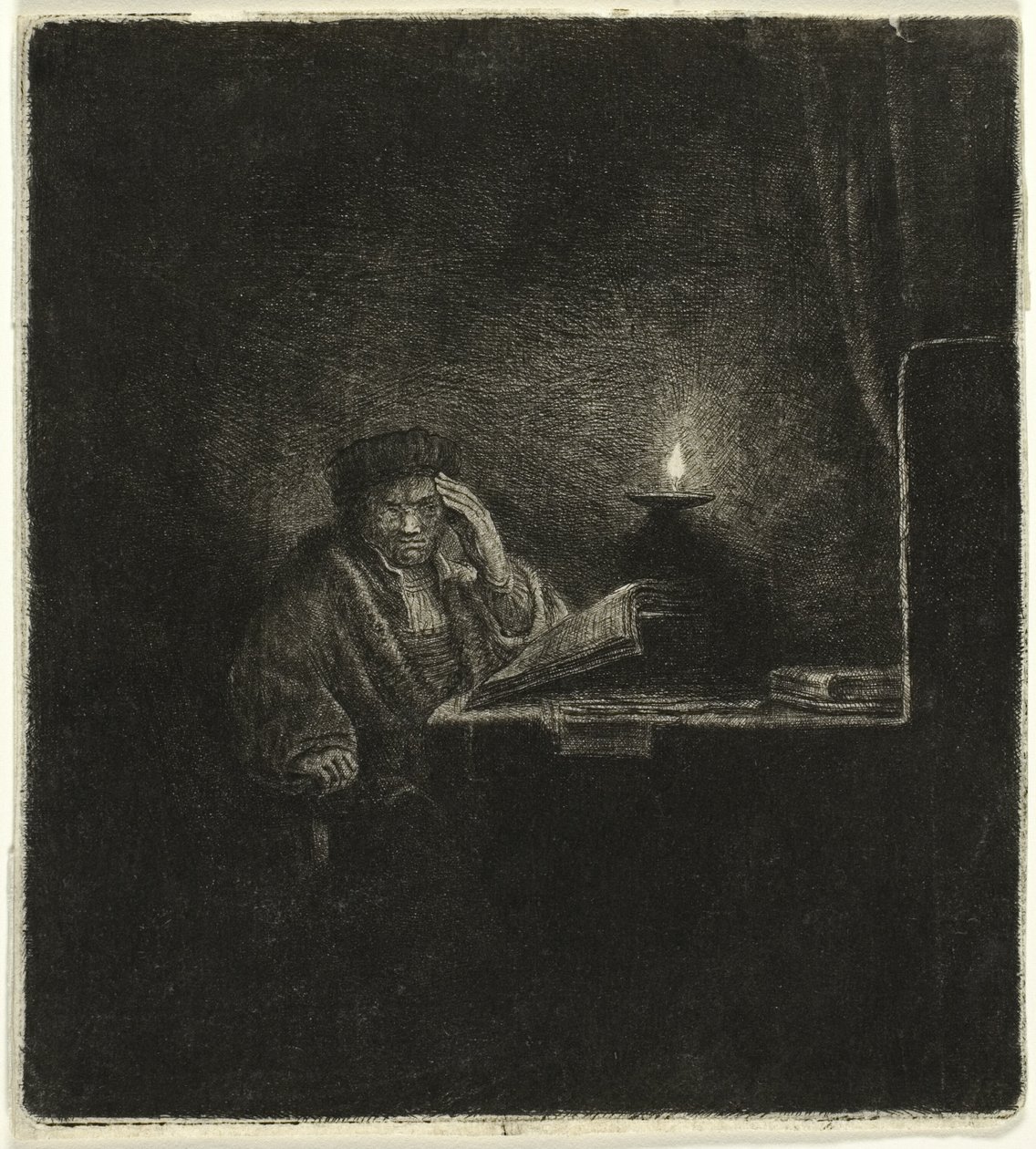 Student an einem Tisch bei Kerzenlicht von Salomon Savery