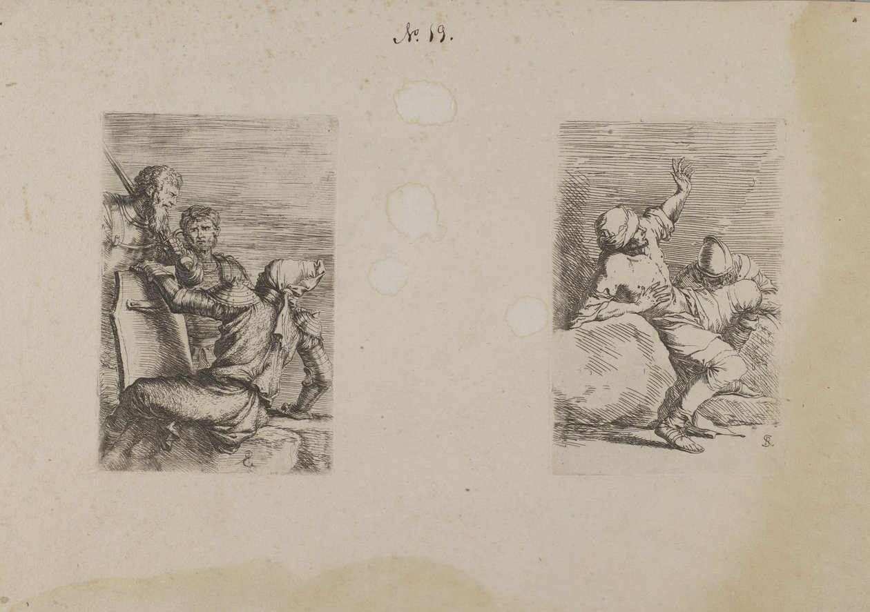 (Figurenserie) Drei Soldaten von Salvator Rosa