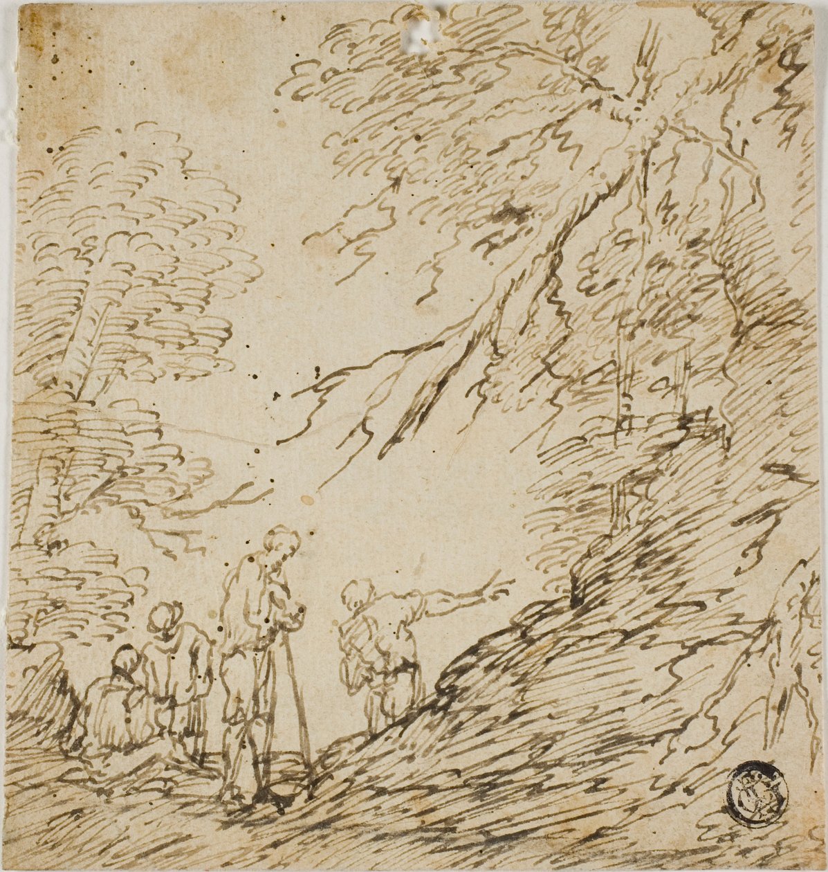 Vier Männer im Wald von Salvator Rosa