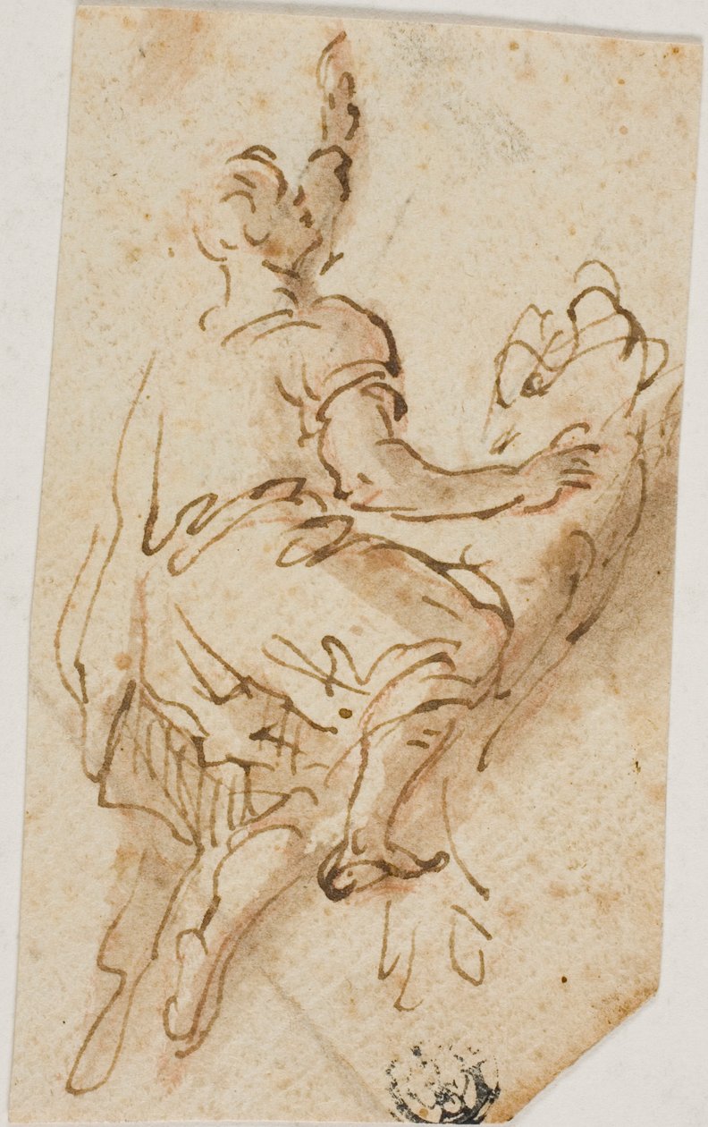 Mann besteigt Löwen von Salvator Rosa