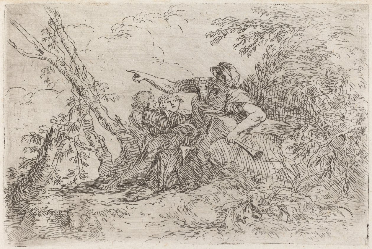 Hirte in einer Landschaft von Salvator Rosa