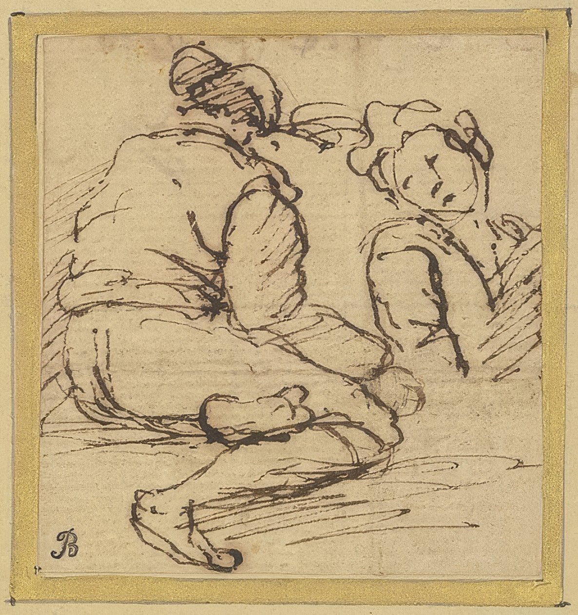 Sitzender Mann und Halbfigur von Salvator Rosa