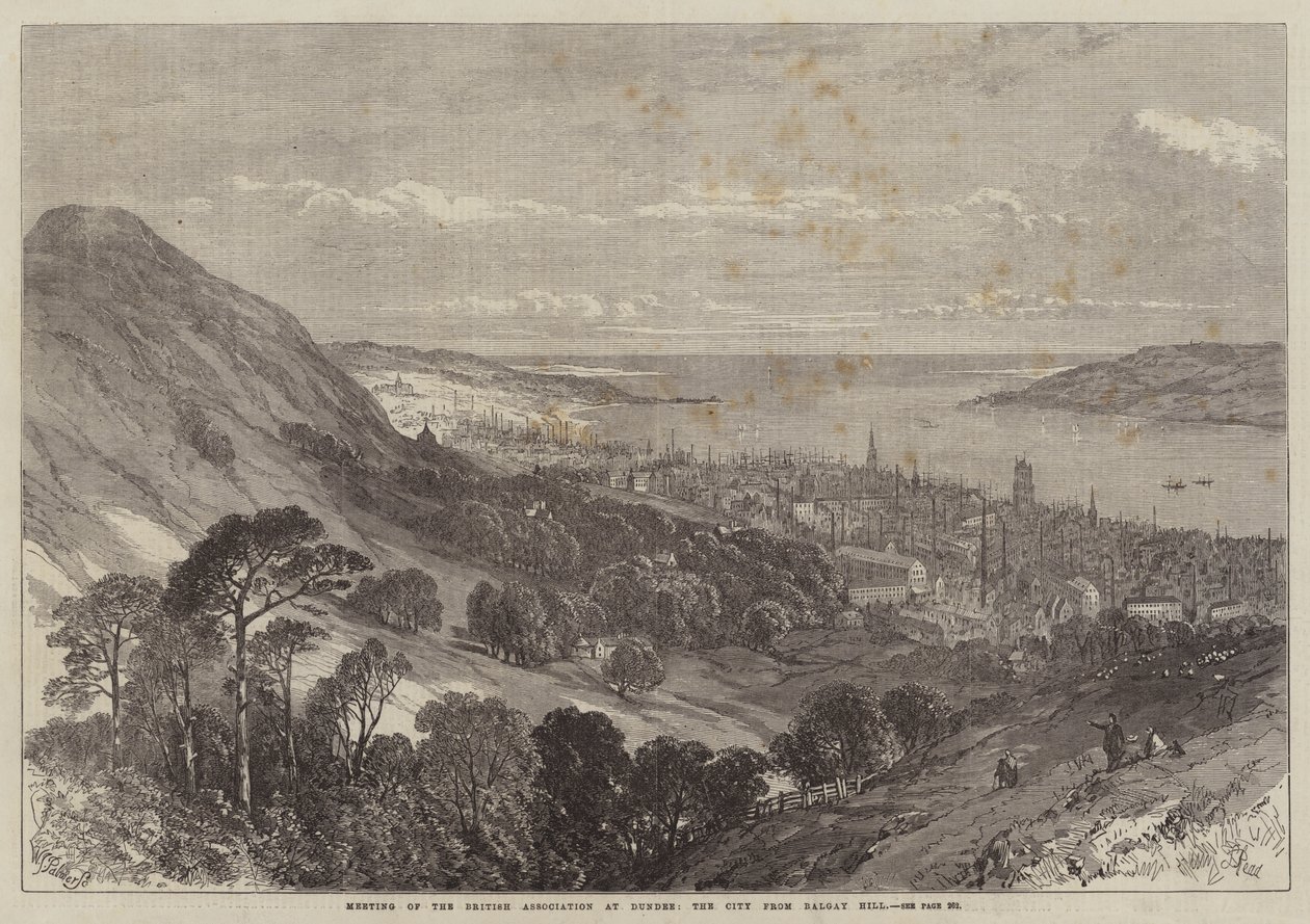 Treffen der British Association in Dundee, die Stadt vom Balgay Hill von Samuel Read