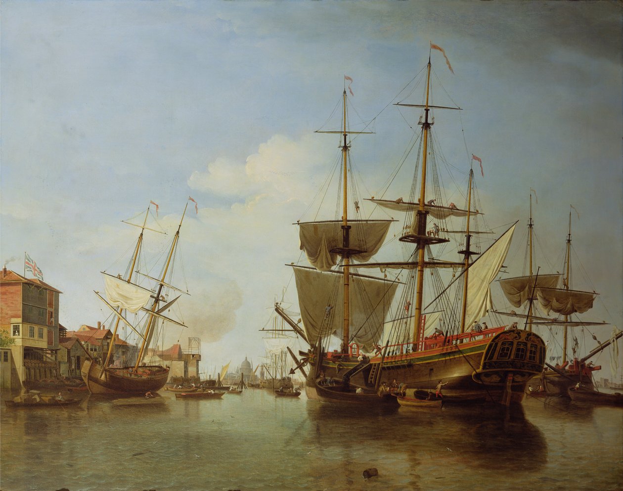 Schiffe auf der Themse bei Rotherhithe, ca. 1753 von Samuel Scott