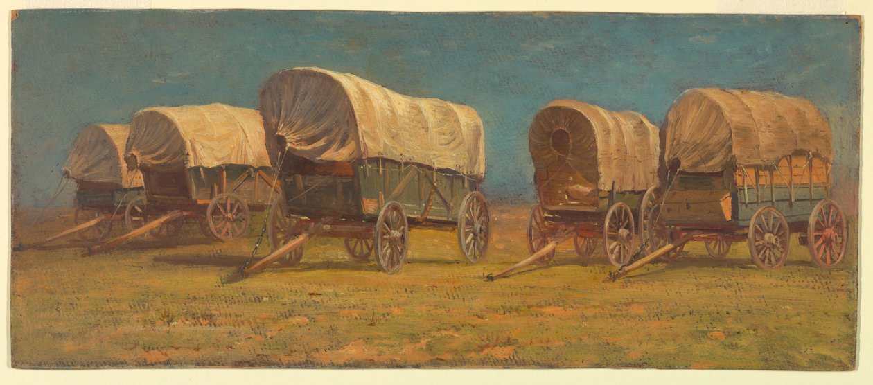 Zeichnung, Studie, Planwagen, möglicherweise 1871 von Samuel Colman
