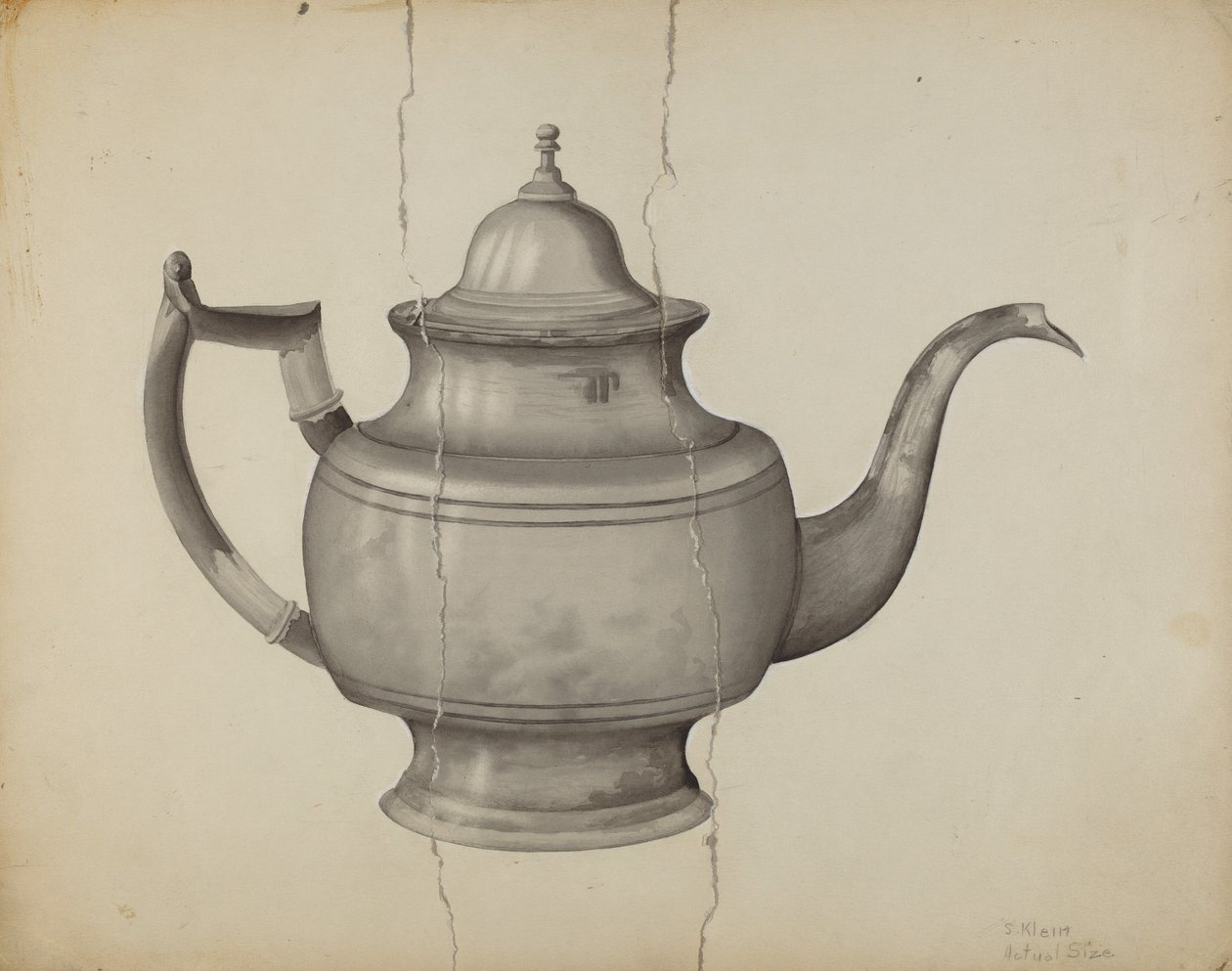 Zinnteekanne von Samuel O. Klein