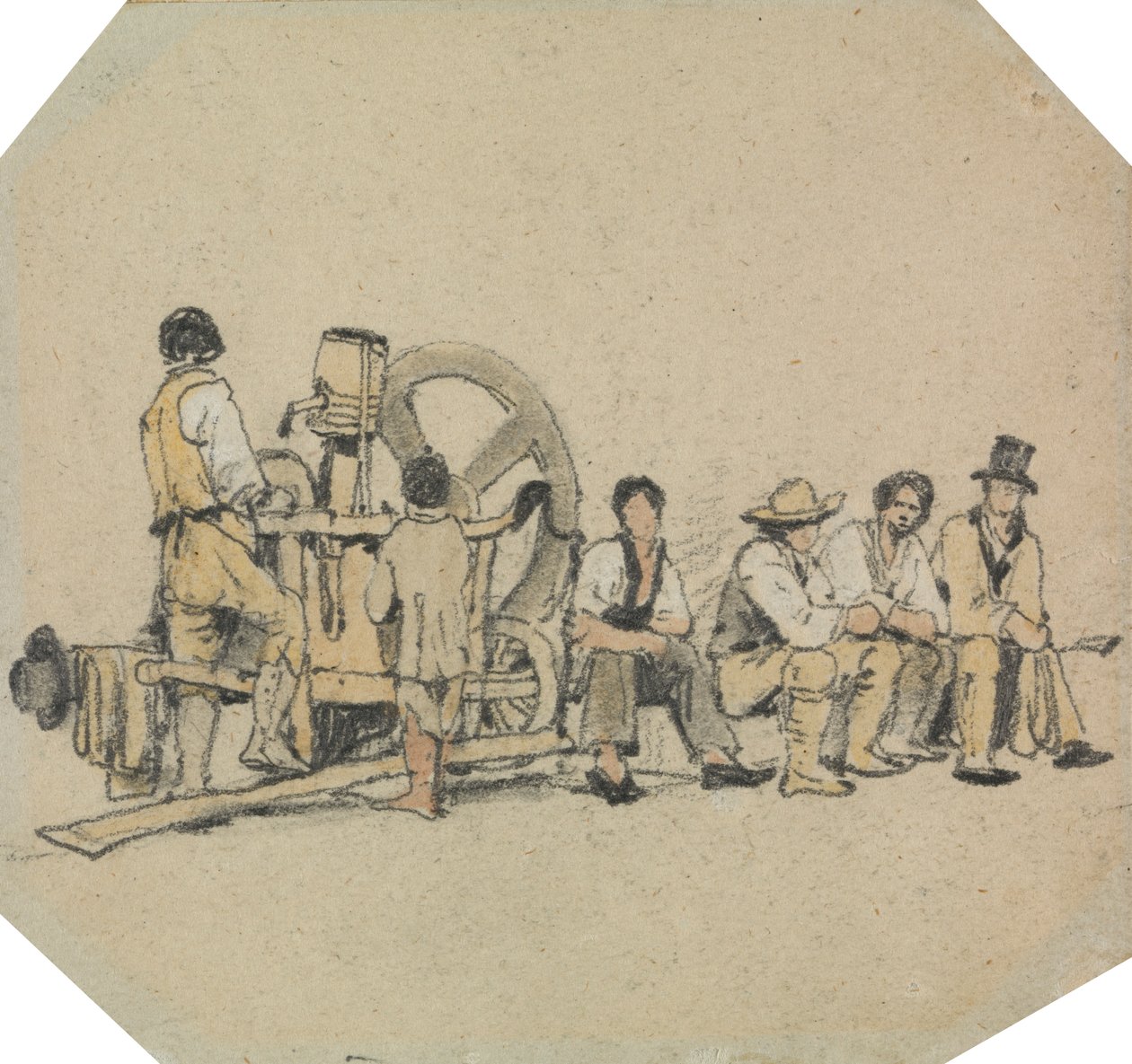 Mechanischer Schleifer mit Figuren von Samuel Prout