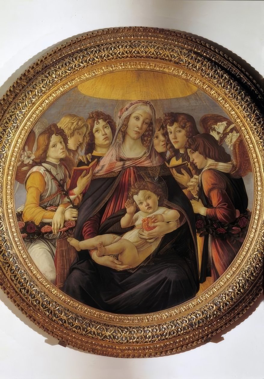 Maria mit dem Kinde und sechs Engeln von Sandro Botticelli