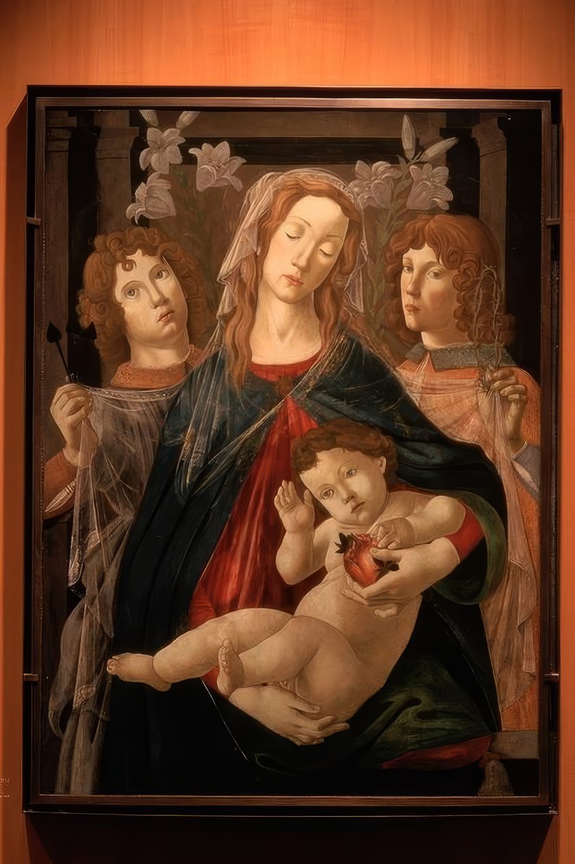 Maria mit dem Kinde und zwei Engeln von Sandro Botticelli