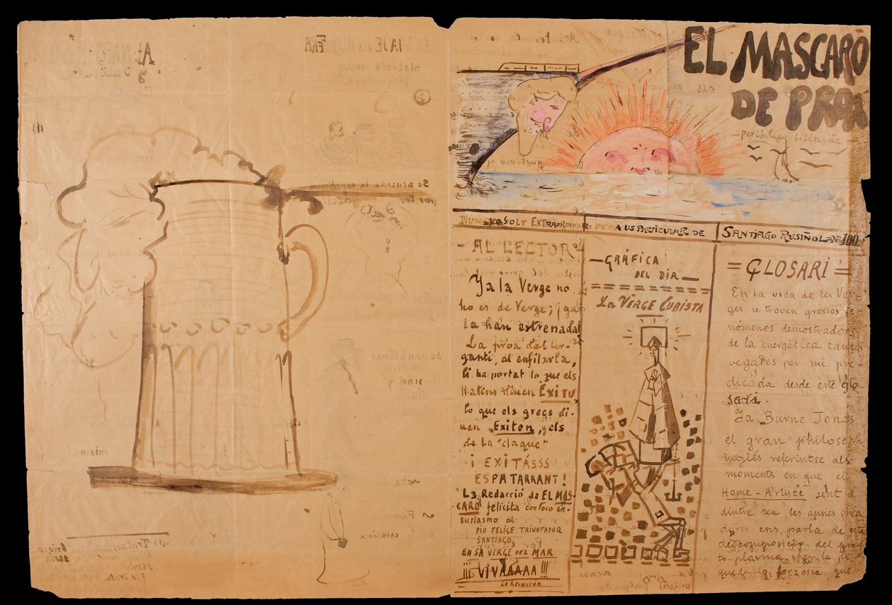 El mascaró de proa. Illustrierte und handgeschriebene Überschrift von Santiago Rusiñol