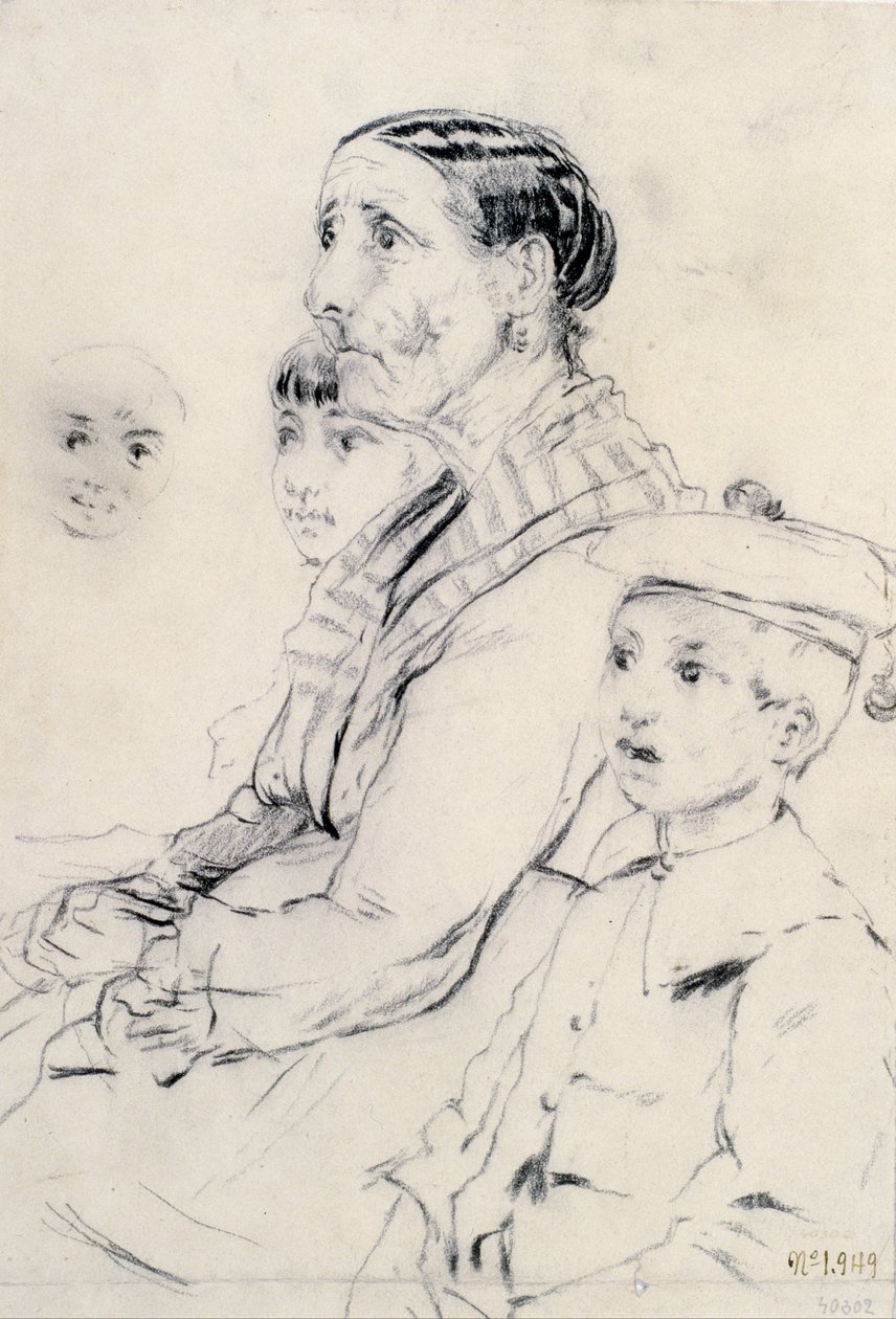 Studie einer Frau und Kinder von Santiago Rusiñol