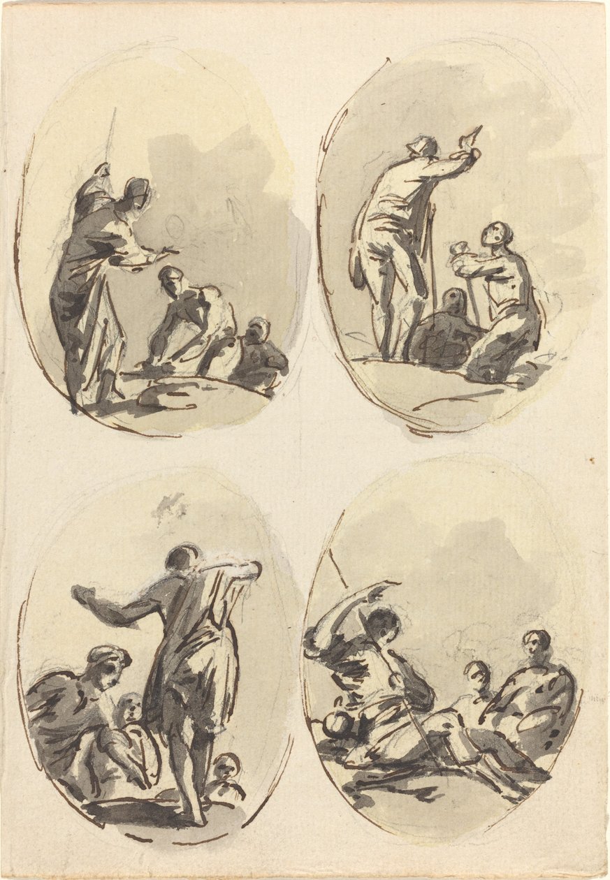 Vier ovale Kompositionen von Sawrey Gilpin