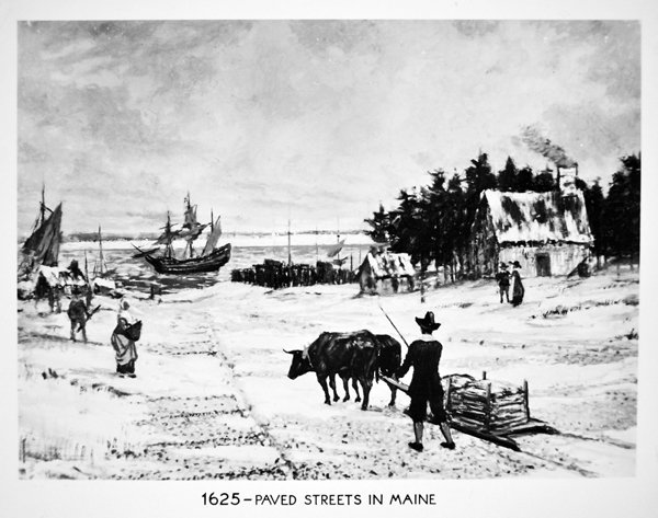 Gepflasterte Straßen in Maine im Jahr 1625 von School American