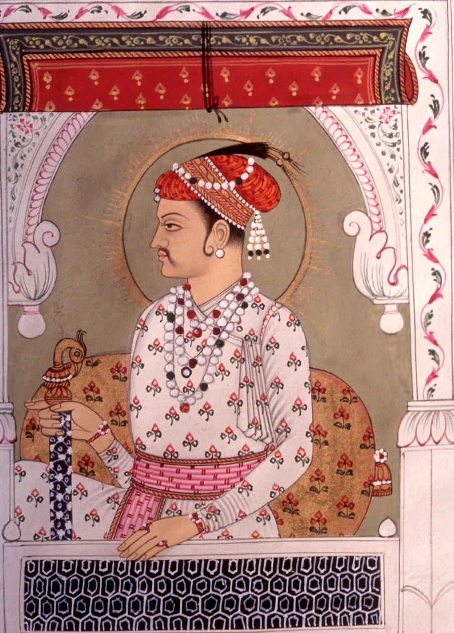 Miniaturmalerei König, Rajasthan, Indien von School Indian