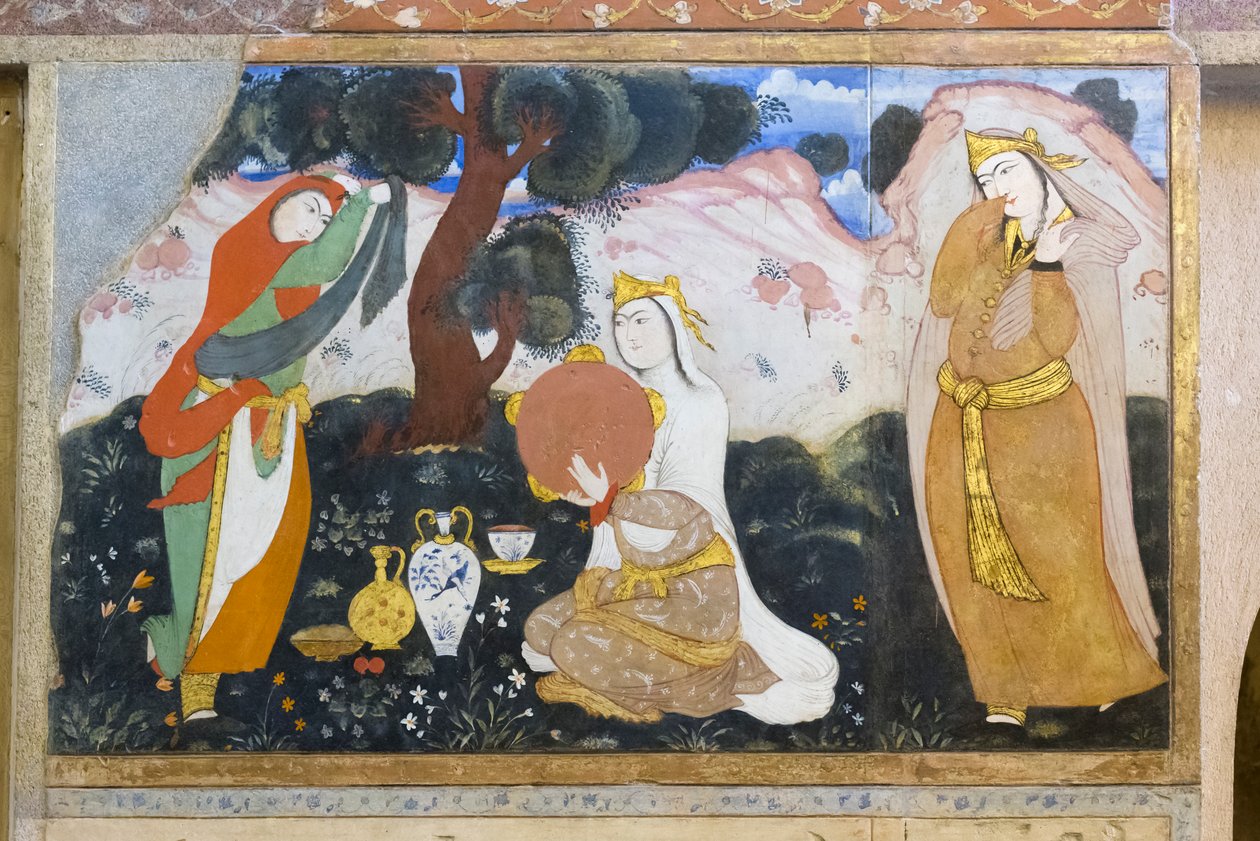 Fresko im Chehel Sotoun Palast, Isfahan, Iran von School Iranian
