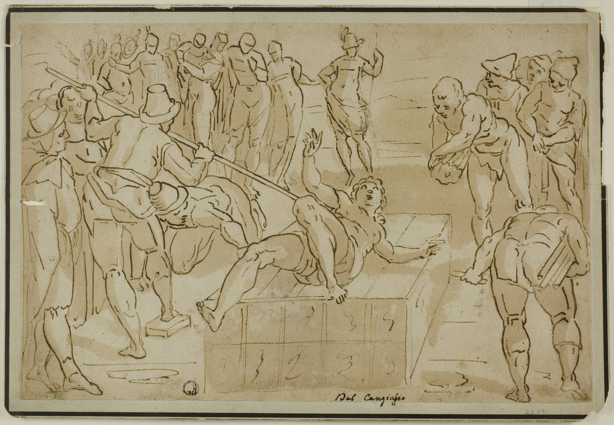 Martyrium des Heiligen Laurentius von School of Luca Cambiaso