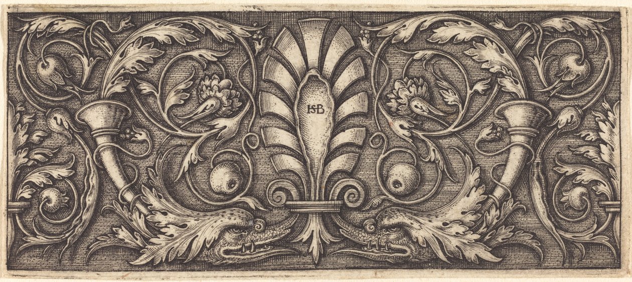 Ornament mit zwei grotesken Delfinen von Sebald Beham