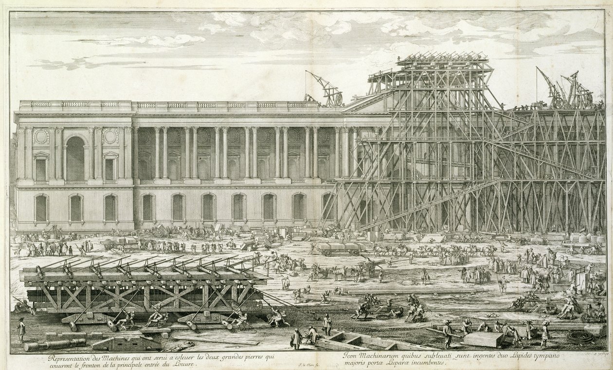 Bau des Haupteingangs des Louvre, Paris von Sebastien I Le Clerc