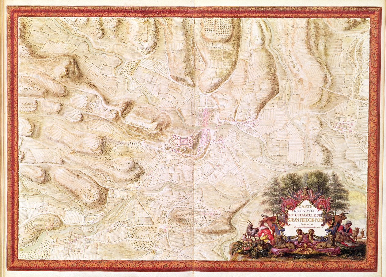 Ms 988 Band 3 fol.49 Plan und Karte von Saint-Jean-Pied-de-Port, aus dem 