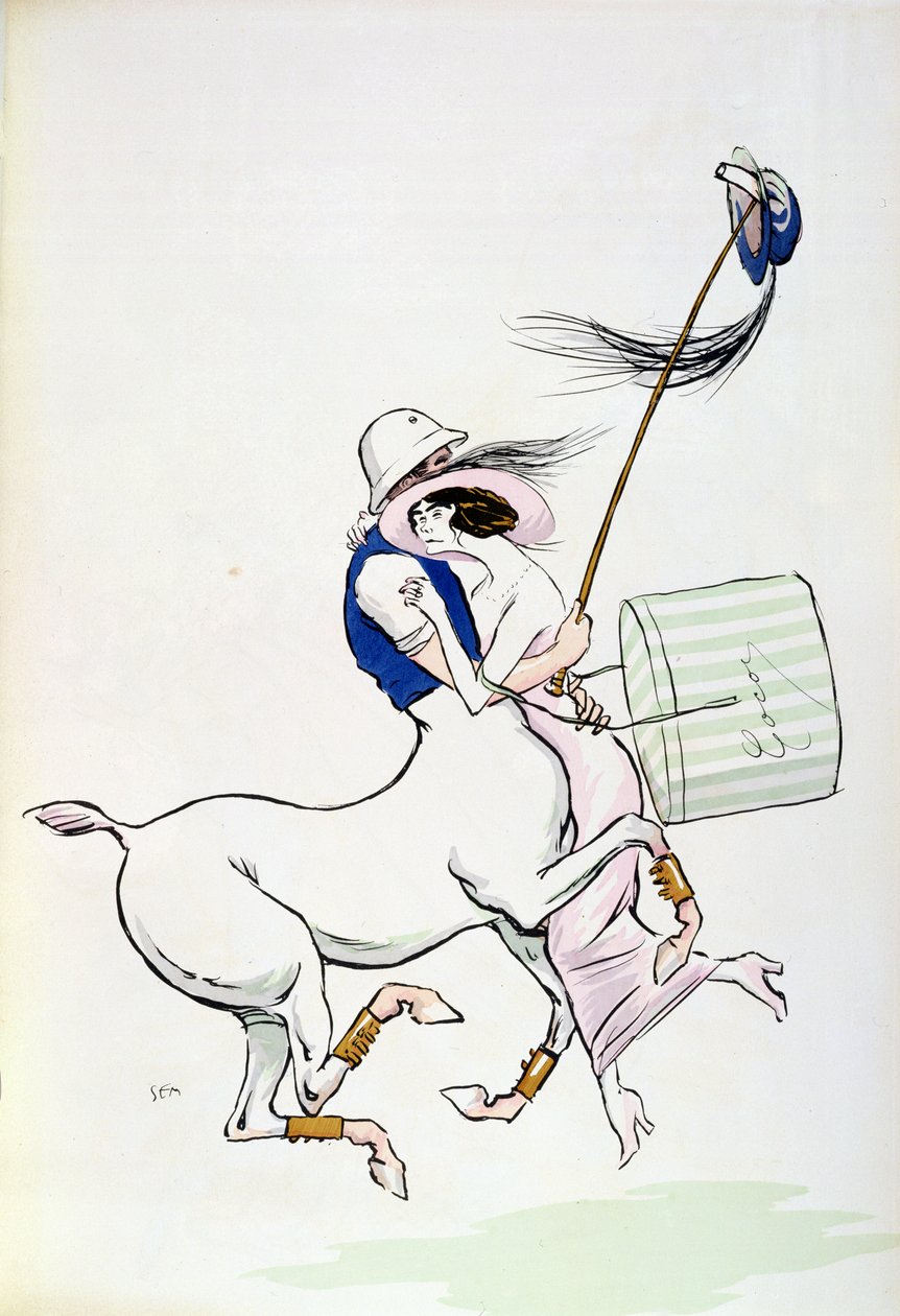 Tangoville sur Mer, Karikatur von Coco Chanel (1883-1971) tanzend mit Arthur 