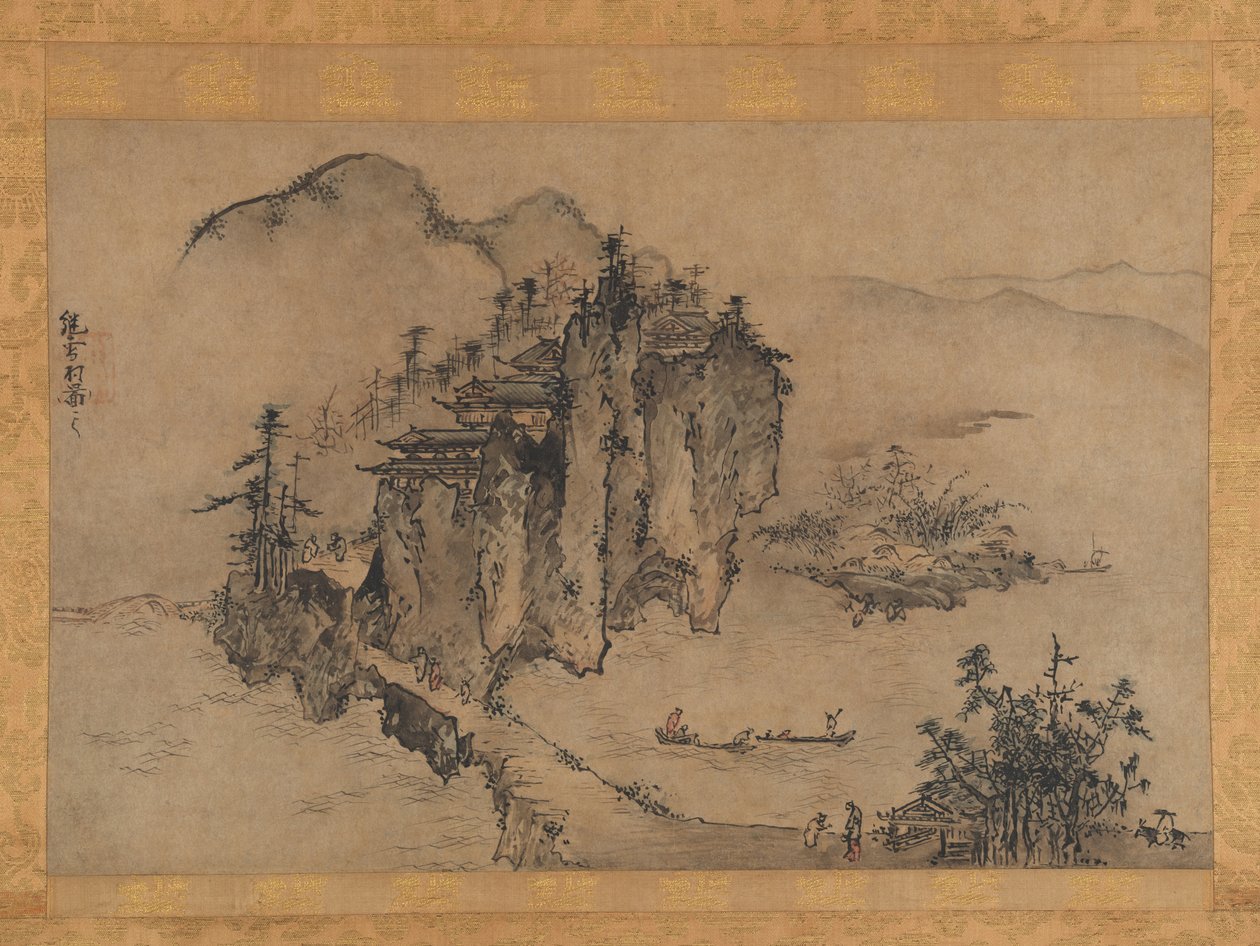 Landschaft mit felsigem Abgrund von Sesson Shukei