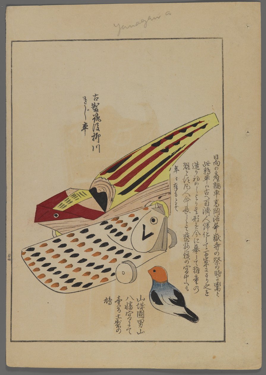 Japanische Spielzeuge, aus Unai no tomo (Ein Kinderfreund) von Shimizu Seifu, 1891-1923. Vogel, Fisch und Reptil. von Shimizu Seifu