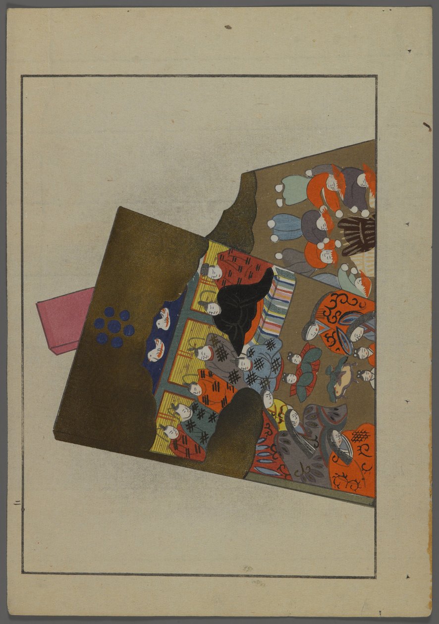 Japanische Spielzeuge, aus Unai no tomo (Ein Kinderfreund) von Shimizu Seifu, 1891-1923. Hanetsuki-Schläger. von Shimizu Seifu
