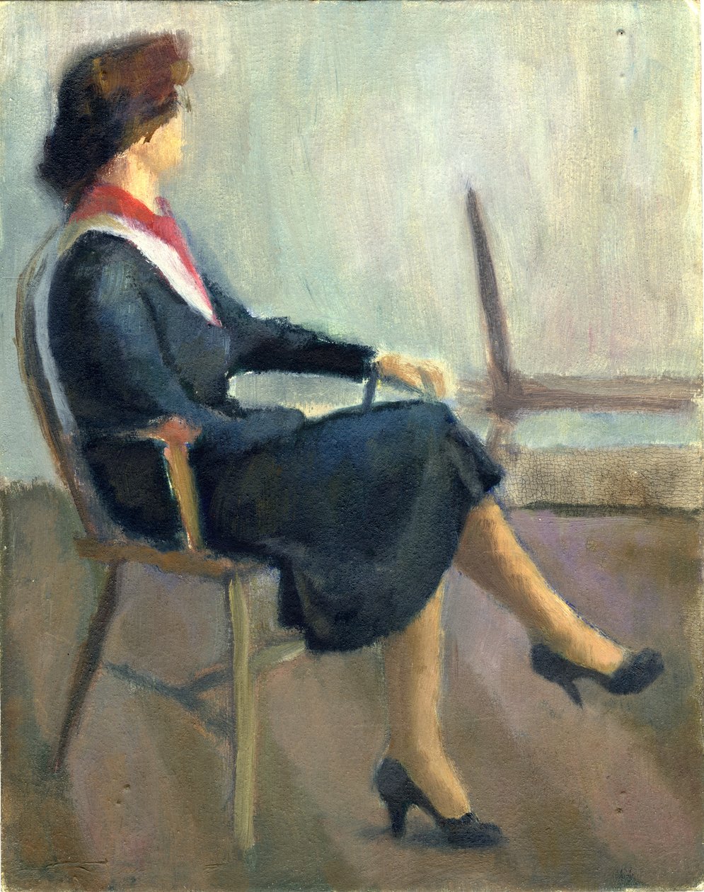 Sitzende Frau in Marineblau, 1952 von Shirley Markham