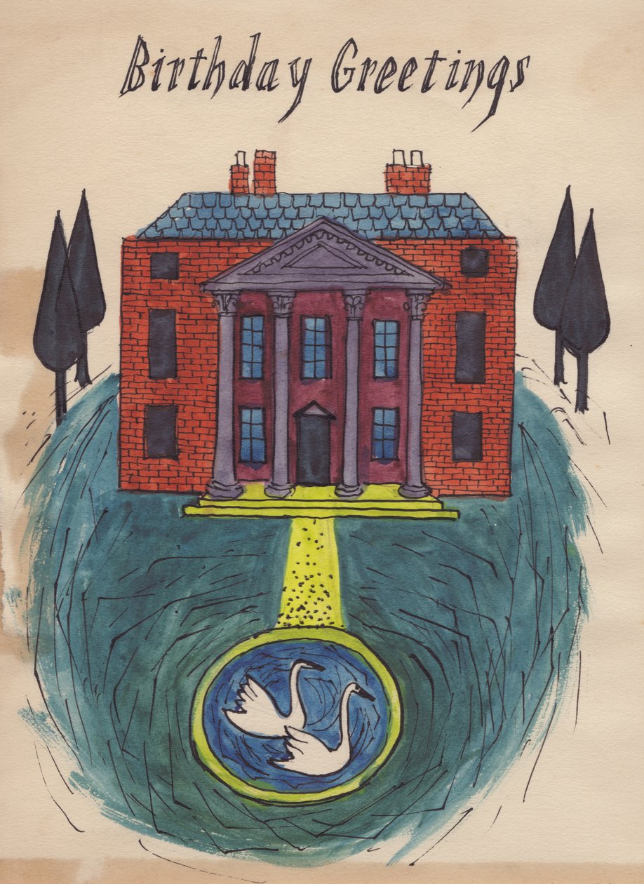 Herrschaftliches Haus, Geburtstagskarte, 1952 von Shirley Markham