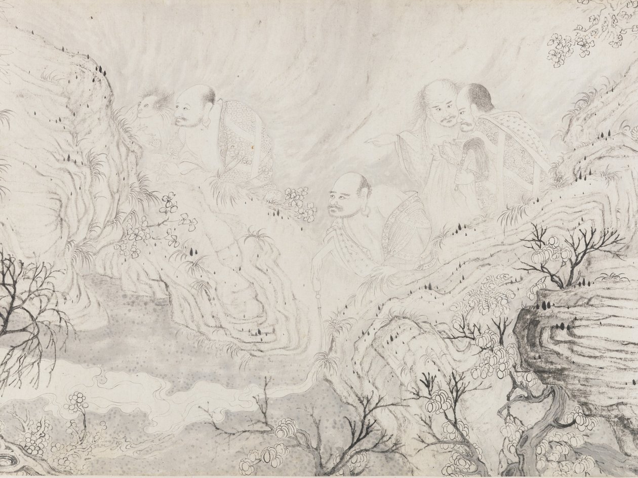 Die sechzehn Luohans, datiert 1667 von Shitao