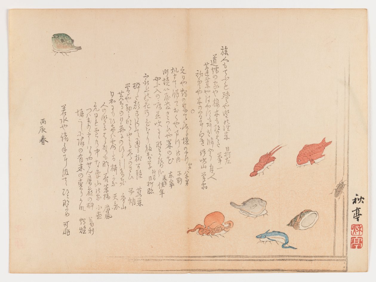 Verschiedene Fische, Frühling 1855 von Shûtei Tanaka