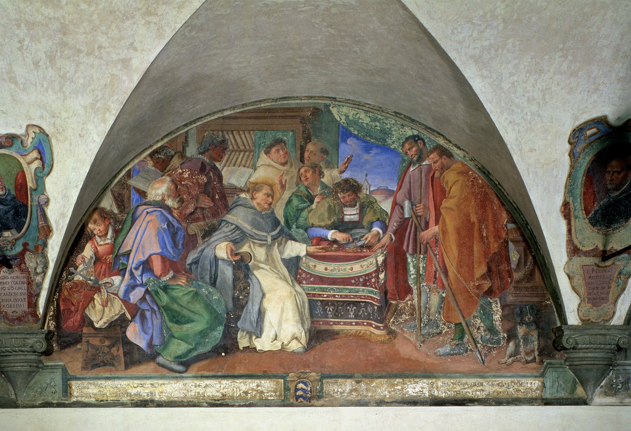 St. Antoninus vertreibt zwei falsche Bettler, Lunette, 1613 von Sigismondo Coccapani
