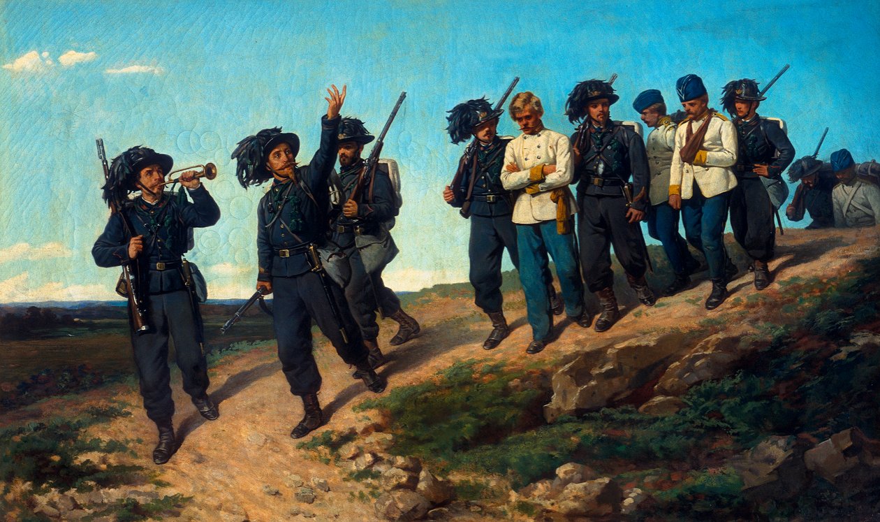 Wachen führen Gefangene von Silvestro Lega