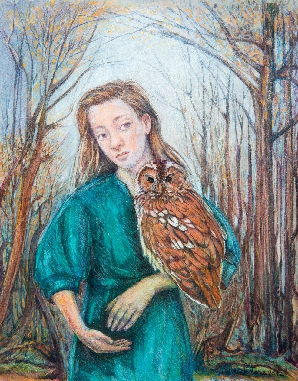 Mädchen mit Eule, 2012 von Silvia Pastore
