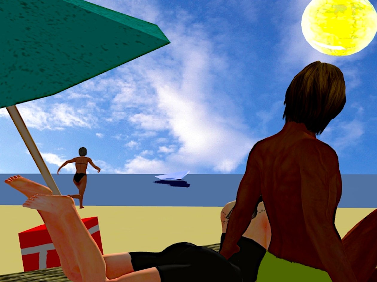 Sonnenflucht: Digitale Strandidylle von Silvia Martini