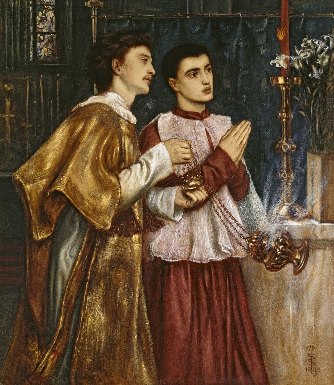 Zwei Messdiener beim Weihrauchschwenken: Pfingsten von Simeon Solomon