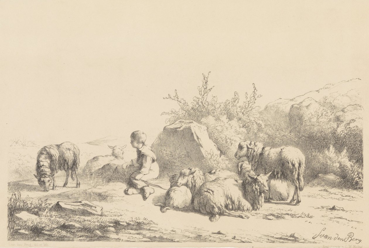 Hirte und Schafe von Simon van den Berg