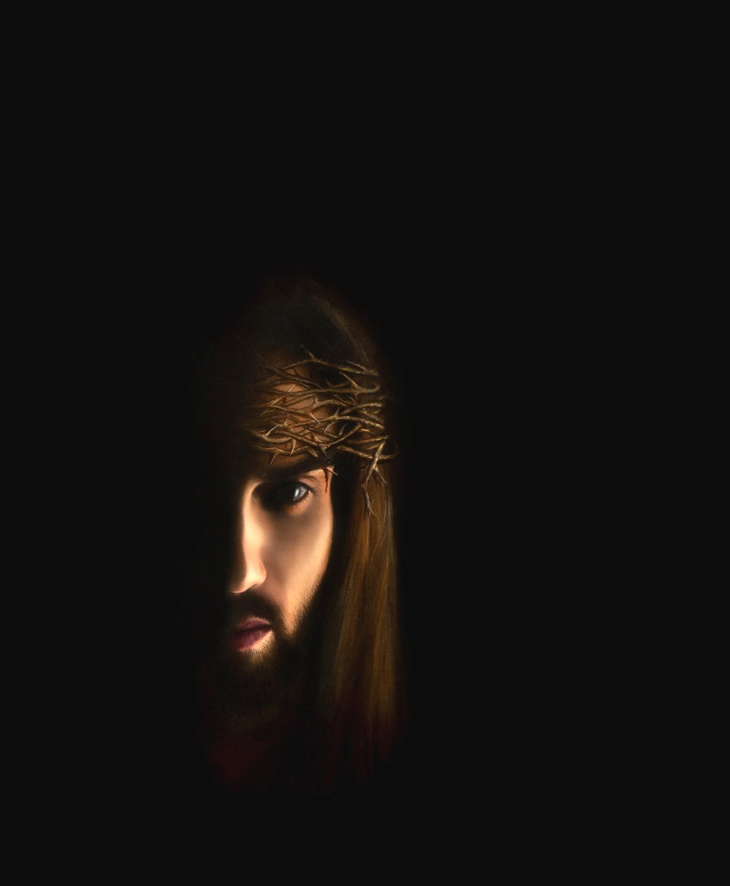 Jesus Porträt mit Dornenkrone von Simone Amon