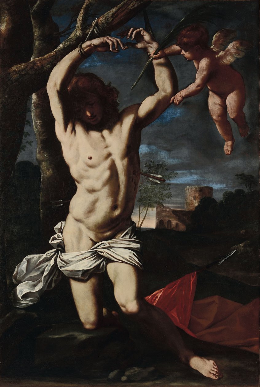 Der heilige Sebastian und ein Engel von Simone Cantarini