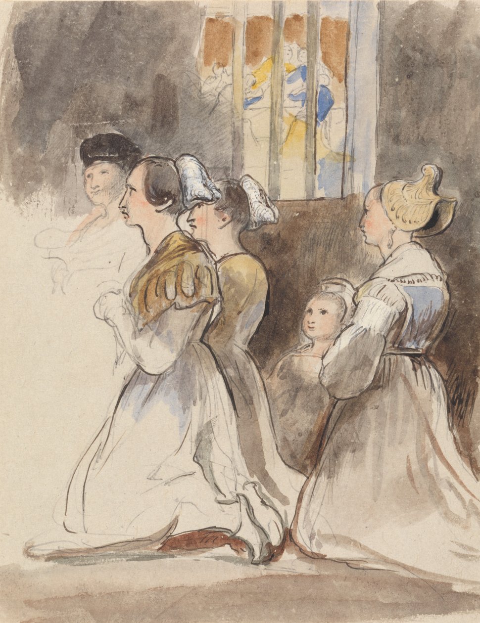 Eine Gruppe von Frauen bei der Messe von Sir David Wilkie