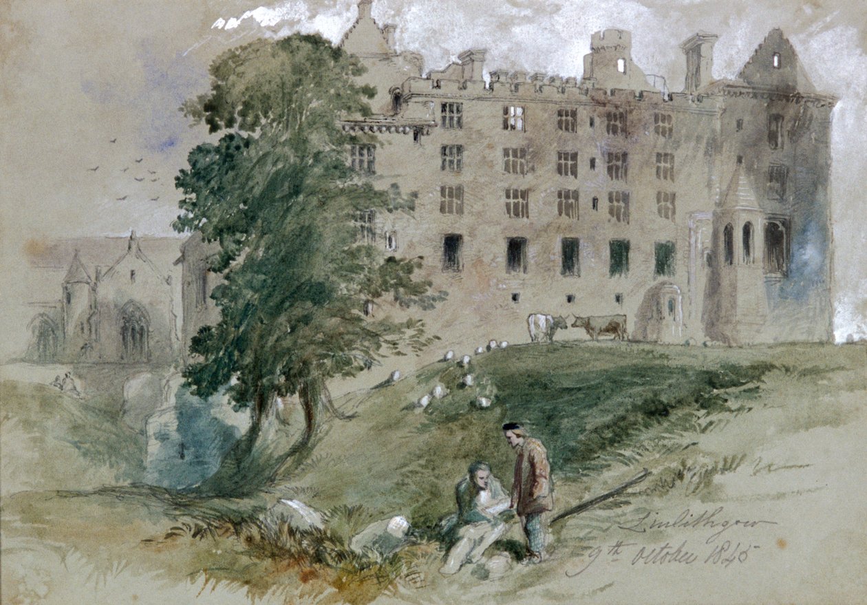 Linlithgow Castle, West Lothian, Schottland, 1845 von Sir John Gilbert