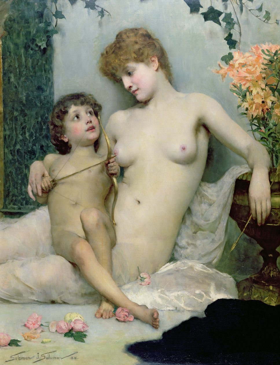 Die erste Lektion der Liebe, 1885 von Solomon Joseph Solomon