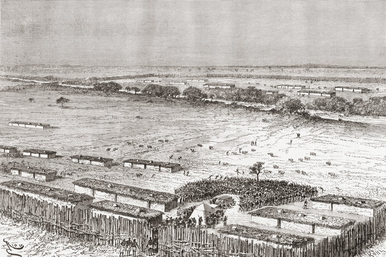 Die Hauptstadt von Uhehe, Tansania, wie sie im späten 19. Jahrhundert war, aus 